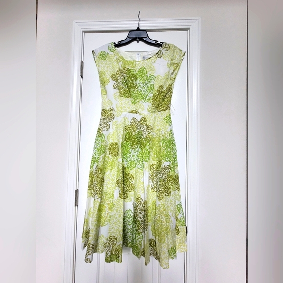 Jessica Howard Beautiful Green Print Dress Sz-10 Petite - Picture 5 of 12
